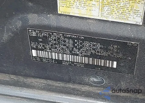 2009 Toyota Rav4 Sport V6 из США, поврежденный, VIN JTMBK32V695079901